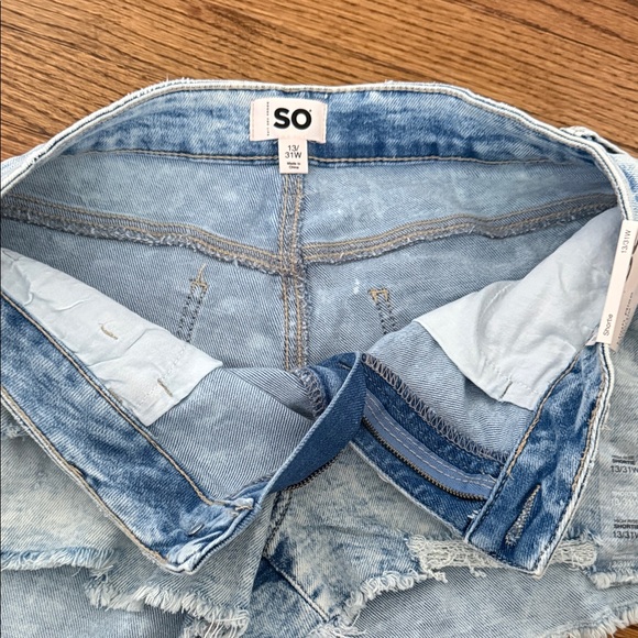 SO Light Blue High-Rise Distressed Denim Shorts - Picture 2 of 4
